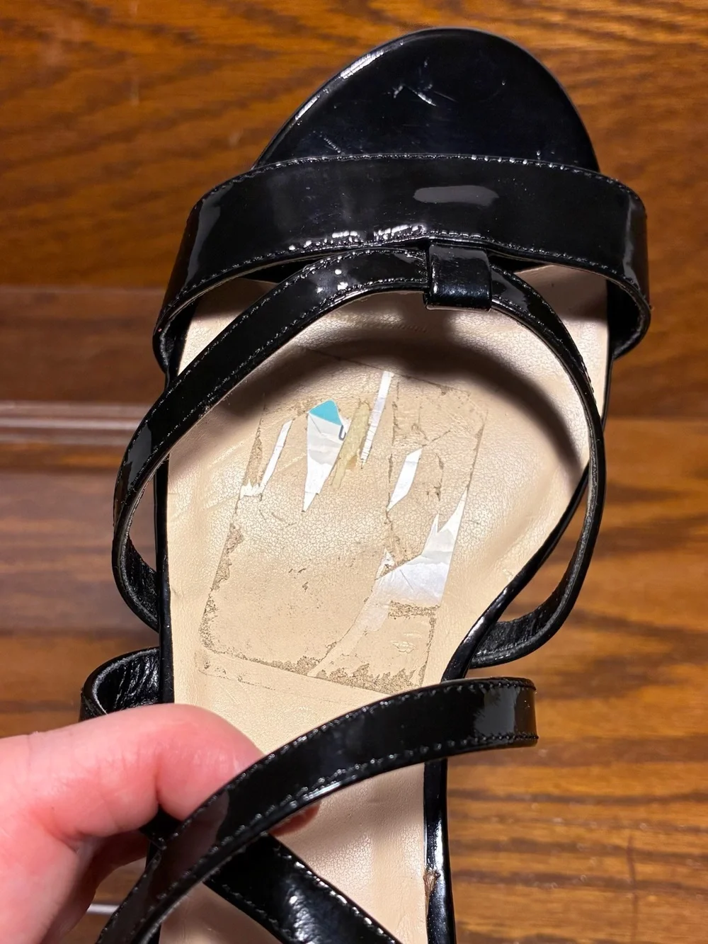 Cole Haan Black Patent Leather Strappy Wedge Sandals Size 6